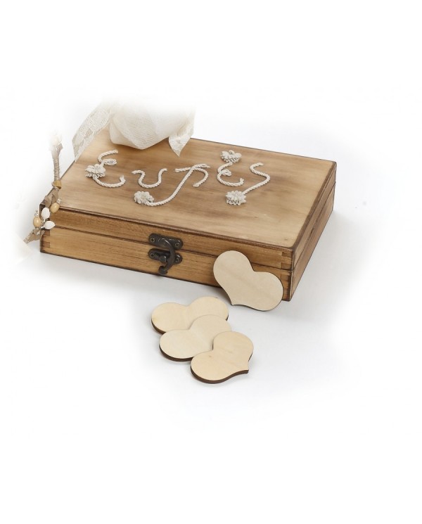 Ευχολόγιο ξύλινο κουτί με καρδιές ξύλινες